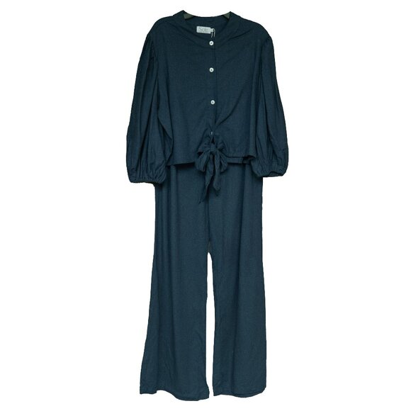 Mare Sole Amore Linen Pant High Rise Ultra Wide Leg Minimal Scandi GIrl Trouser - Picture 9 of 9